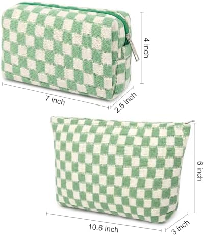 SOIDRAM 2 Pcs Checkered Makeup Bag Large Cosmetic Bag Toiletry Bag Makeup Pouch - Image 2