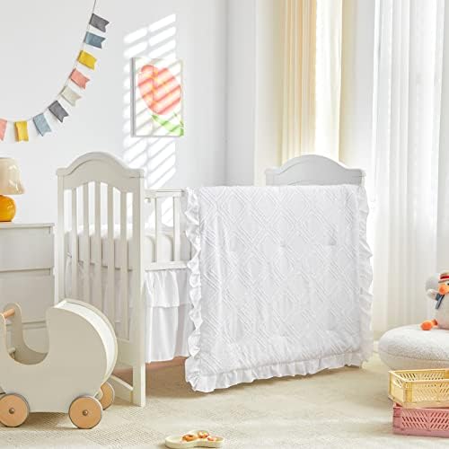 Tufted Ruffle Crib Bedding Set 3 Pieces Baby Boho Quilted Comforter by Uozzi+Bedding