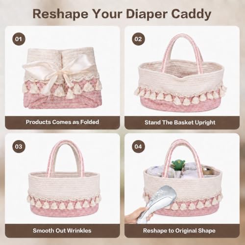 Baby Diaper Caddy Organizer, Portable Nursery Storage Basket - Image 7
