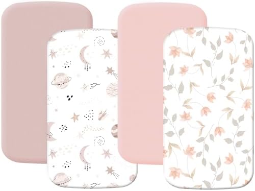 4 Pack Baby Bassinet Sheets 20" x 35" Compatible by Haleeone