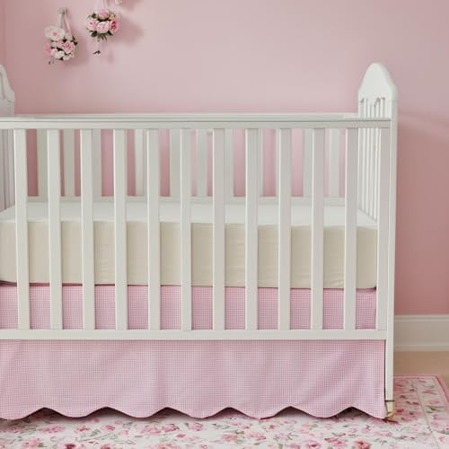 Brandream Scallop Edge Cotton Crib Skirt, Baby Boy Girl Gender Neutral Crib by Brandream