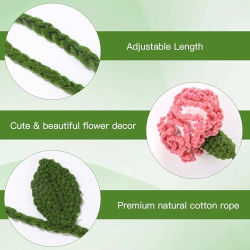 2 Pack Boho Handmade Flower Curtain Tiebacks & Holdbacks, Carnations - Image 4
