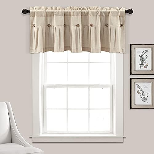 Lush Decor Linen Button Farmhouse Valance, Dark Linen by LushDecor