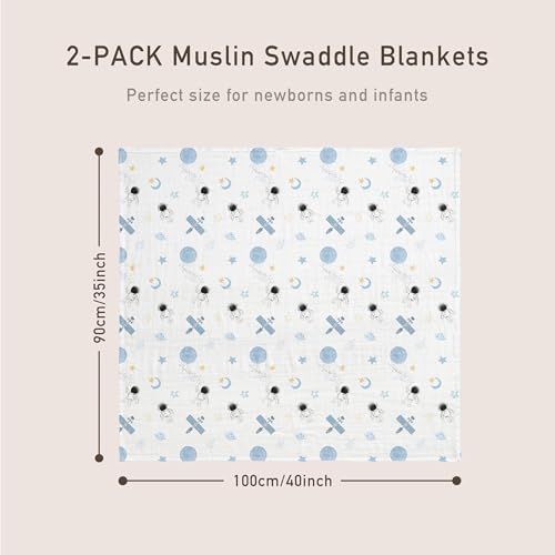 GLLQUEN BABY Muslin Swaddle Blankets 2Pk Receiving Blanket Large 35" x 40" - Image 5
