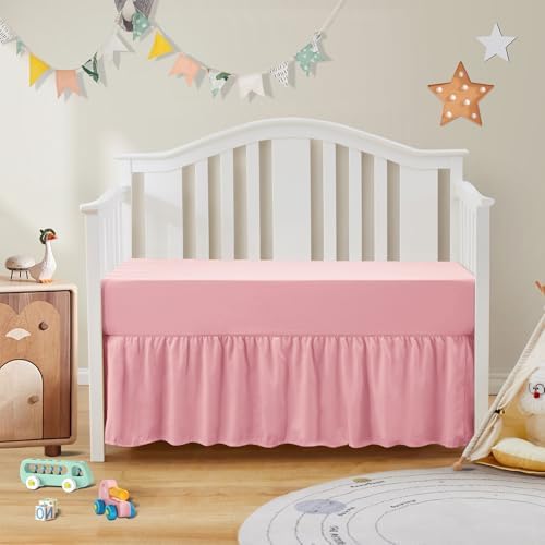 SiinvdaBZX 2-Piece Set Ruffled Crib Skirt & Crib Sheet, Blush Pink - Image 5