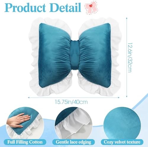 Yousoontic 2 Pcs Bow Throw Pillows 15.7x12.6 in, Waffle Weave Fabric - Image 2