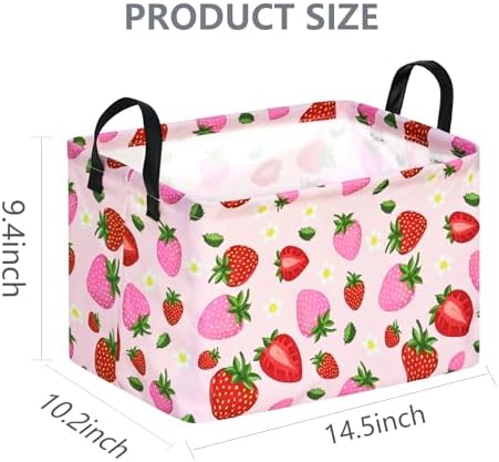Strawberry Print Storage Box Girls Gifts Basket Clothes Hamper Basket - Image 2