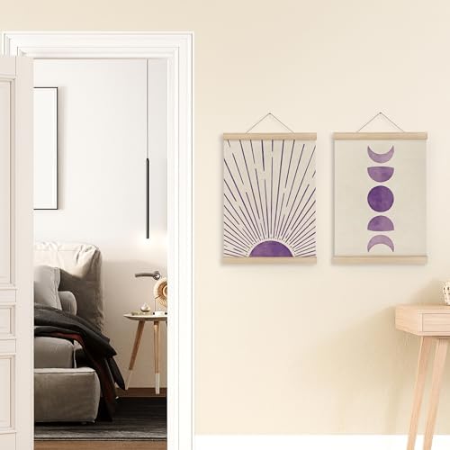 MAQIKA Purple Sun and Moon Wall Decor Poster Framed - Image 2