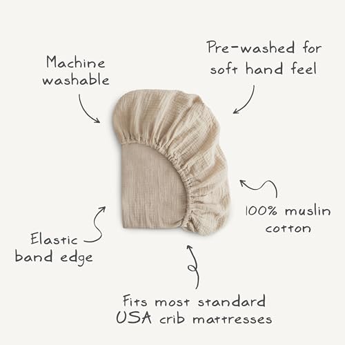 mushie Extra Soft Muslin Fitted Crib Sheet | 192 Thread Count | 28"x 52" - Image 3