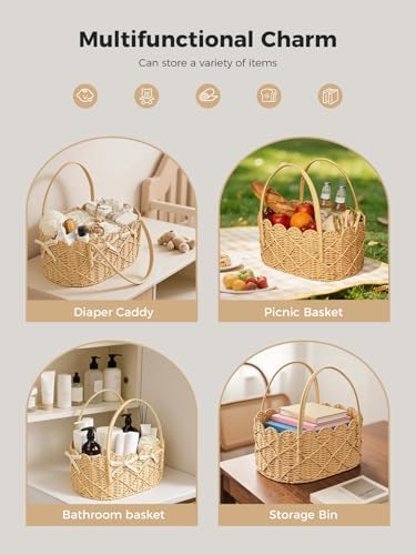 Baby Diaper Caddy Organizer, Handwoven Nursery Basket - Image 5
