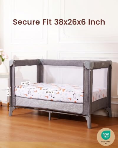 Pack and Play Sheets Fitted, Mini Crib Sheets 38x26 Inch - Image 2