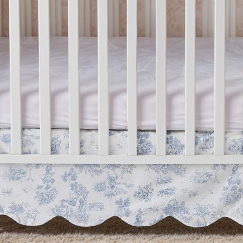 Brandream French Country Toile Crib Skirt, Baby Girl Gender Neutral Crib Skirt - Image 2