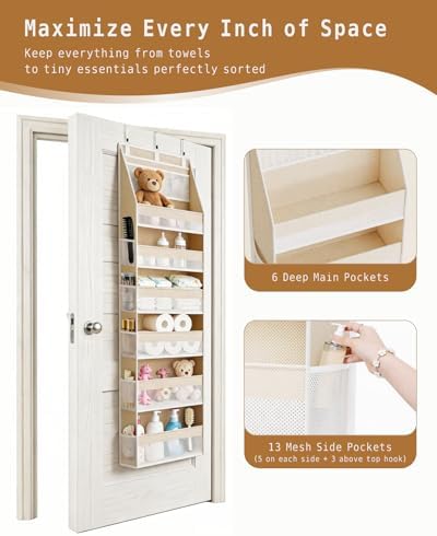 KMSCO Over The Door Organizer 6 Large +13 Mesh Side Pockets - Image 3