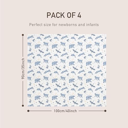 GLLQUEN BABY Muslin Swaddle Blankets 4Pk Receiving Blanket Large 35" x 40" - Image 5