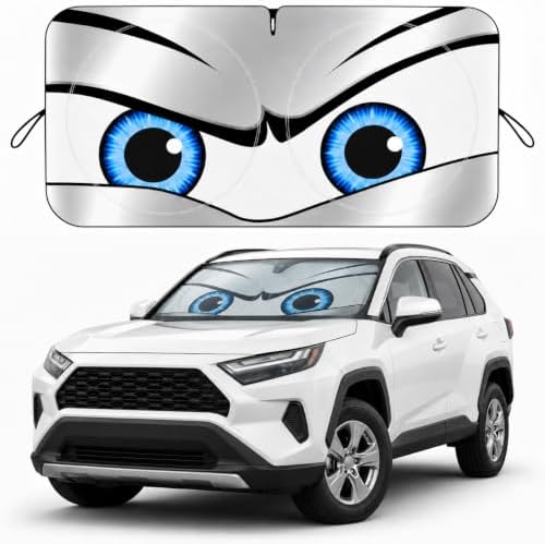 Car Windshield Sun Shade, Universal Fit Midsized Sedan SUV, Sporty Silver by eygeufg