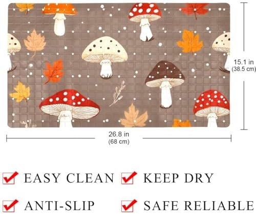 Bathtub Mat Non Slip 26.8x15.1In, Forest Mushrooms Bath Mat - Image 4