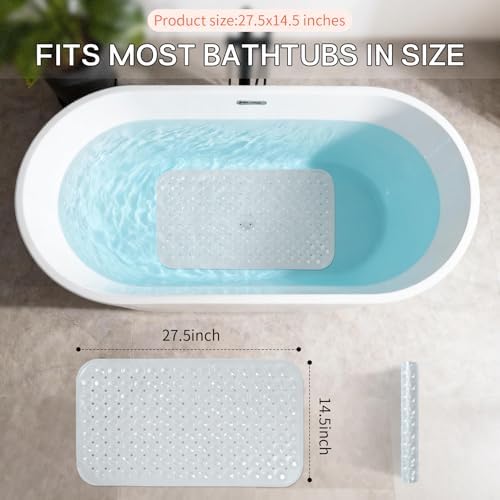 Anti-Slip Bathtub Shower Mat 28×15 Inch Clear White - Image 3