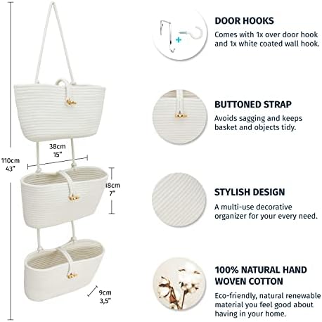 OrganiHaus Over the Door Organizer, Woven Rope Hanging Baskets - Image 2