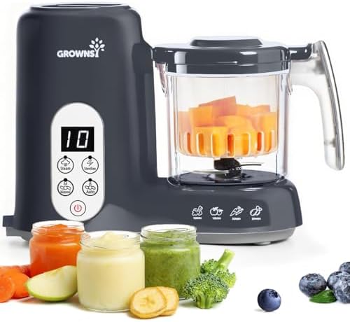 Grownsy Baby Food Maker, Steamer & Blender Baby Food Processor, Dark Grey by GROWNSY
