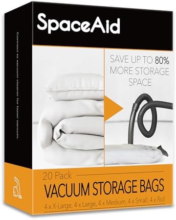 SpaceAid 20 Pack Vacuum Storage Bags, Space Saver Sealer Compression Bags by SpaceAid