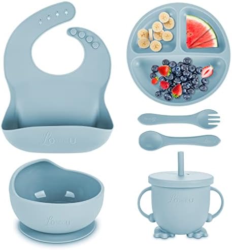 Silicone Baby Feeding Set, Suction Plate Bowl by Losecu