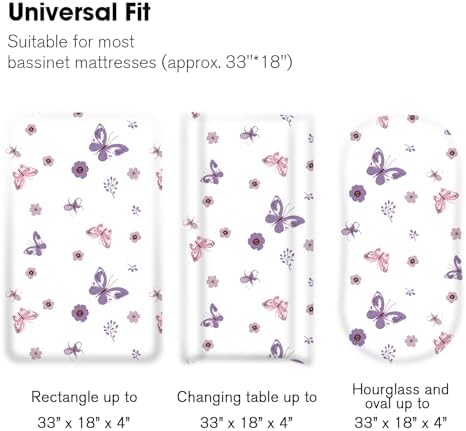Little Grape Land Bassinet Sheets 4 Pack, Ultra Soft Baby Bassinet Fitted Sheets - Image 5