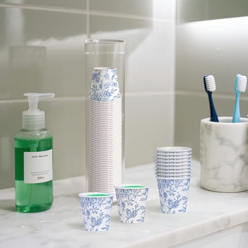 WRAPAHOLIC 3oz Toile Blue Floral Bathroom Cups - Image 3