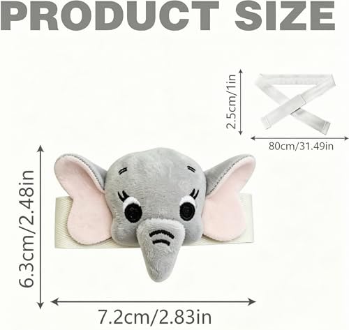 2 Pack Cartoon Grey Elephant Curtain Tiebacks, Cute Embroidered Curtain - Image 3