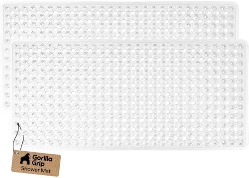 GORILLA GRIP Bath Tub Shower Mat, Bathtub Floor Liner, 35x16 Clear 2 Pack by GorillaGrip