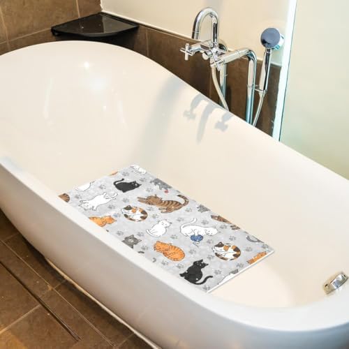 Bathtub Mat Non Slip 26.8x15.1In, Cute Cats Paws Bath Mat - Image 5