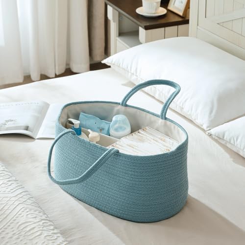 luxury little Diaper Caddy Organizer, Large Cotton Rope Nursery Baby Basket - Image 2