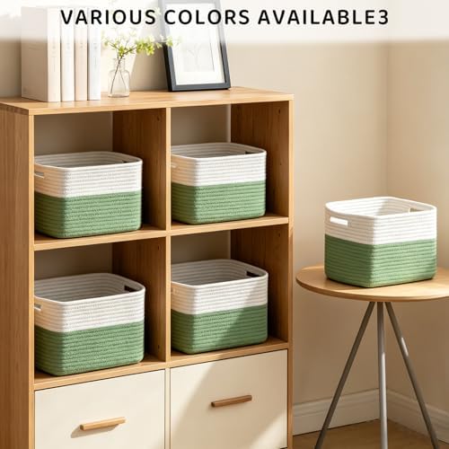 4 Pack Storage Baskets for Organizing, and Clothes, Cotton Rope Basket for - Image 4