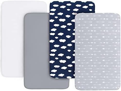 Crib Sheets for Boys and Girls Fitted 4 Pack, Neutral Crib Fitted Sheet by Bilobanbabybedding