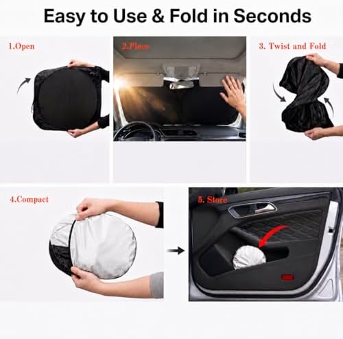 Car Windshield Sun Shade, Universal Fit Midsized Sedan SUV, Monster Blue - Image 6