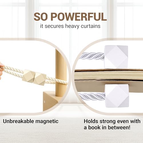 Hion Magnetic Curtain Tiebacks Beige 2pcs, Curtain Tiebacks Buckles Holdbacks - Image 5