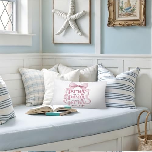 Girly Room Decor 12x20 Pillow Cover, Pray on Over Through It Bible Verse - Image 4