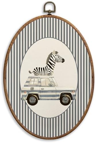 SONMYSULIL Zebra Car Animal Nursery Wall Art Decor, Jungle Animal Oval Wall by Unknown