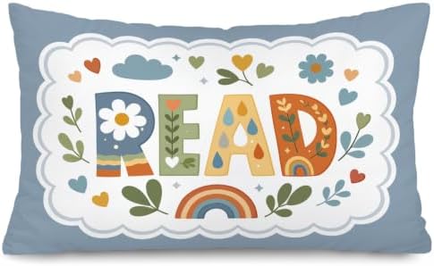 Boho Floral Kids Reading Corner Decor 12x20 Pillow Cover by Unknown