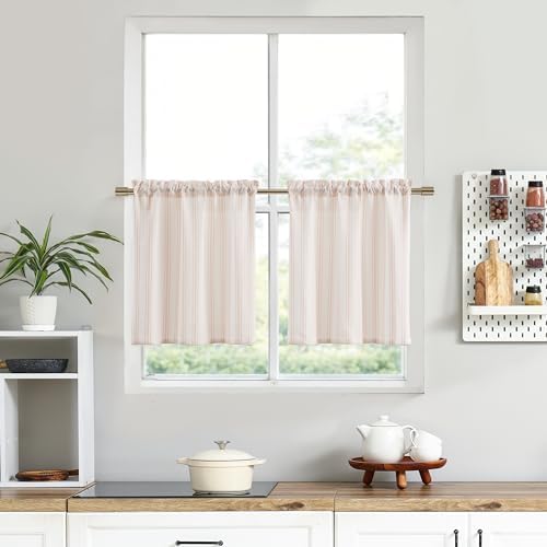 ZJDECOR Cotton Blended Pink Vertical Stripe Tiers Panels by ZJDECOR