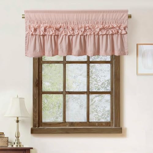 HIG 2 Pack Peach Ruffle Handcrafted Window Valances - Image 2