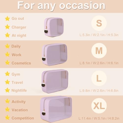 YOPCDJ 4PCS Clear Makeup Bag Set, Waterproof TPU Purse Organizer Pouches - Image 3