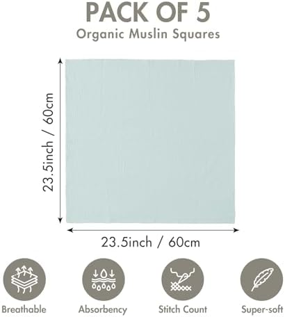 Muslin Receiving Blankets 5 Pack, Soft Swaddle Wraps - Image 3