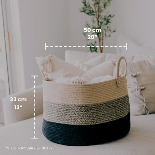 OrganiHaus Round Toy Basket & Blanket Basket, Cotton Rope 20x13" - Image 2