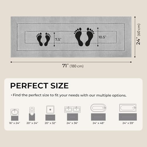 GRANNY SAYS Gray Bathroom Rug 71" x 24", Non-Slip Microfiber Bath Mat - Image 2