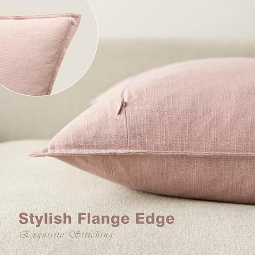 Foindtower Decorative Linen Lumbar Throw Pillow Covers 12x20 Light Pink - Image 3