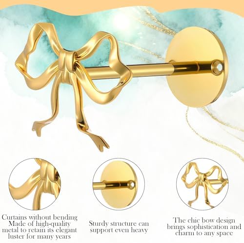 2 Pcs Gold Bow Curtain Tiebacks - Image 3