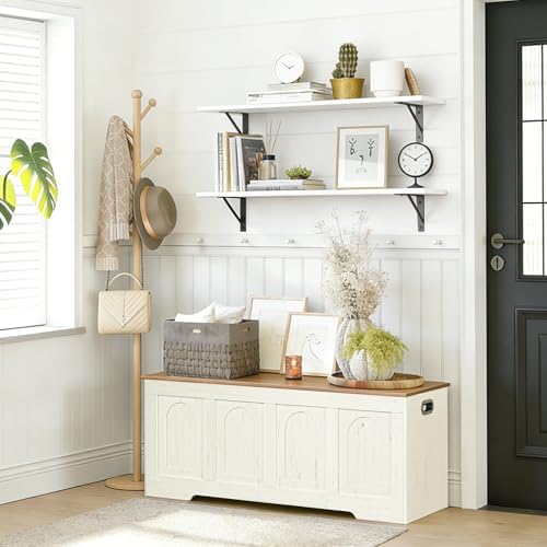 DINZI LVJ Storage Chest, Wooden Toy Box, Honey Brown & Rustic White 50.0" L - Image 2
