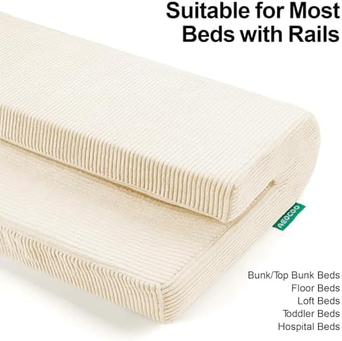 AEOCOO Bed Rail Bumpers for Toddlers, J-Shaped 2.3 Ft Kid Bed Bumpers Beige - Image 4