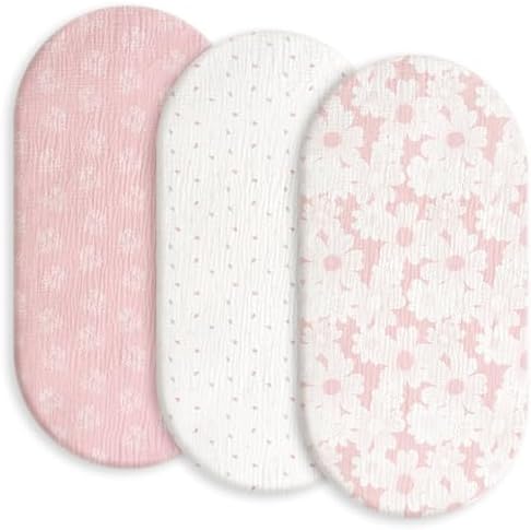Gllquen Baby Muslin Bassinet Sheets 3pk, Soft Cotton Baby Sheet Girl 33x17 by GLLQUENBABY