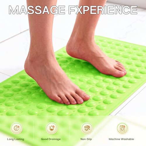Anti-Slip Bathtub Shower Mat 28×15 Inch Opaque Pea Green - Image 4
